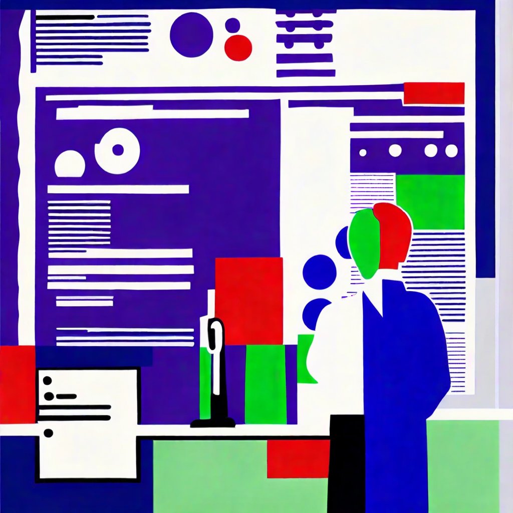 A figure amongst colourful lines that looks a little like computer chipboards and websites - By Andrew Duckworth